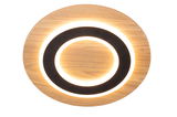 Runde LED-Deckenleuchte aus Holz mit schwarzem Ring, Ansicht von vorne