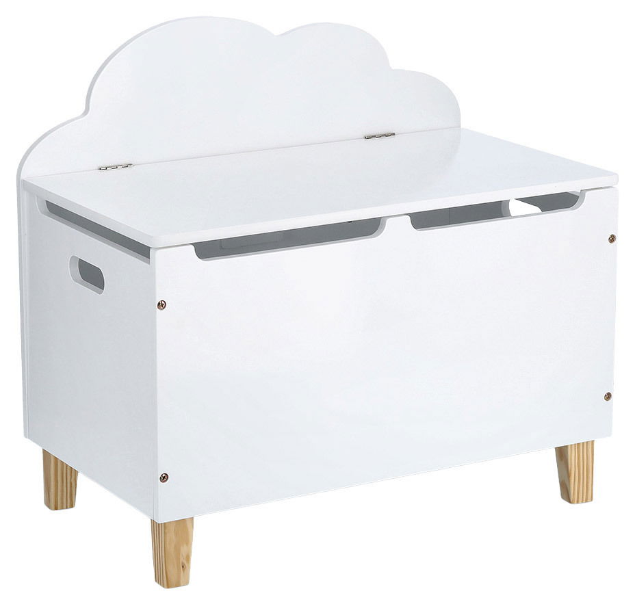 Zeller Present Kinder-Truhe WOLKE Weiße Kinder-Truhe mit Wolkenmotiv, seitliche Perspektive