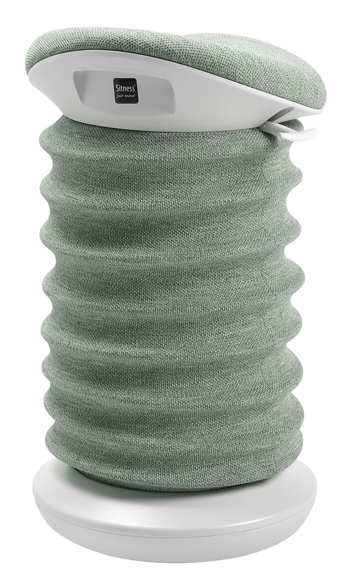 Grüner Aktiv-Sitz mit wellenförmigem Design, seitliche Perspektive