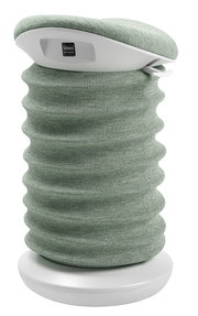 Grüner Aktiv-Sitz mit wellenförmigem Design, seitliche Perspektive