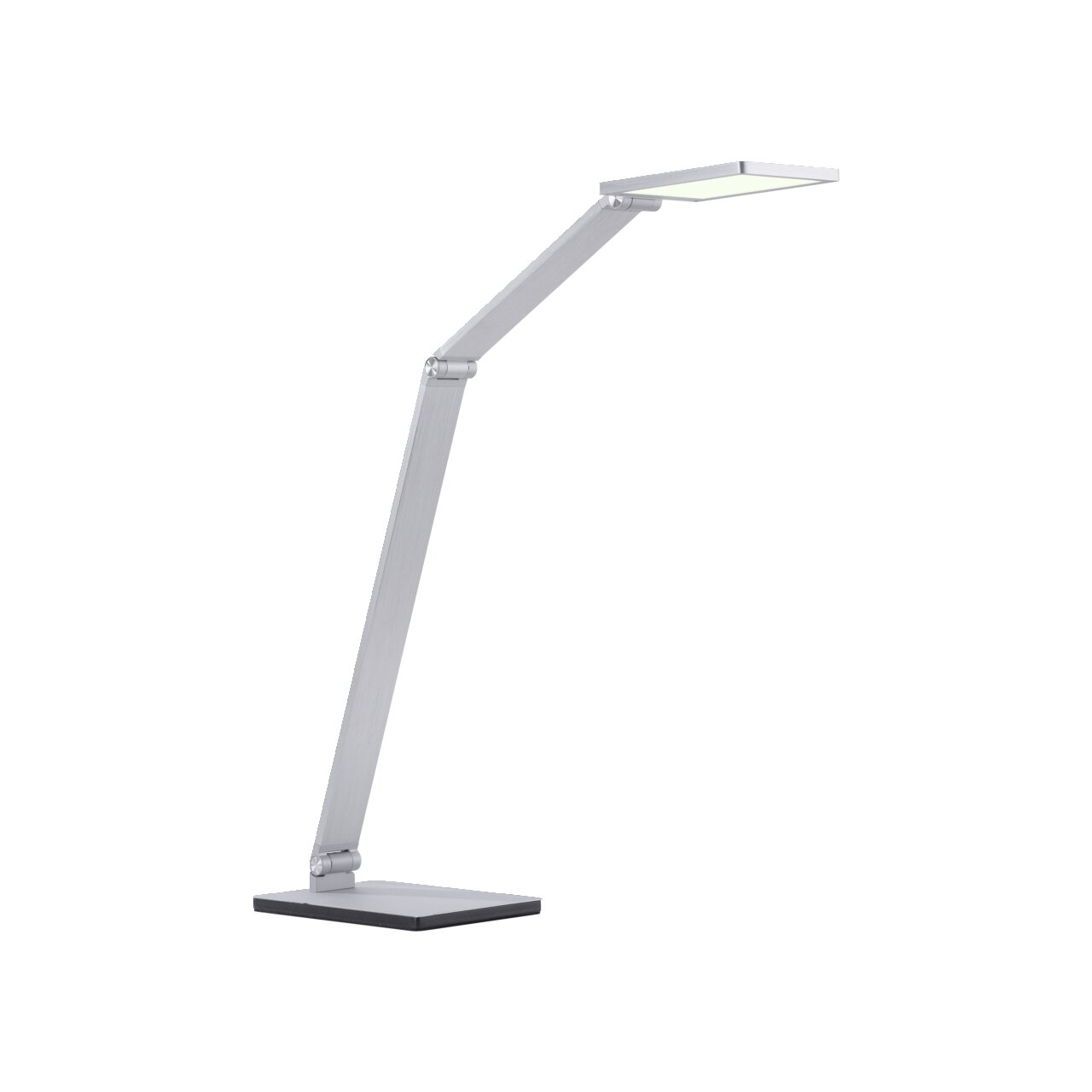 Moderne Tischleuchte aus Aluminium mit verstellbarem Arm, seitliche Perspektive