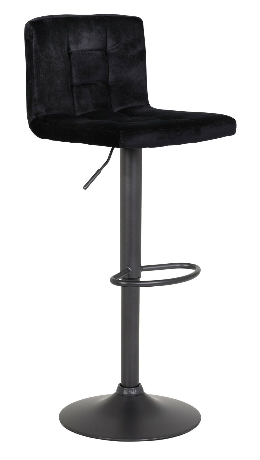 Z2 Barhocker AMANDA Schwarzer Barhocker mit gepolsterter Rückenlehne und Sitzfläche, höhenverstellbar, seitliche Ansicht