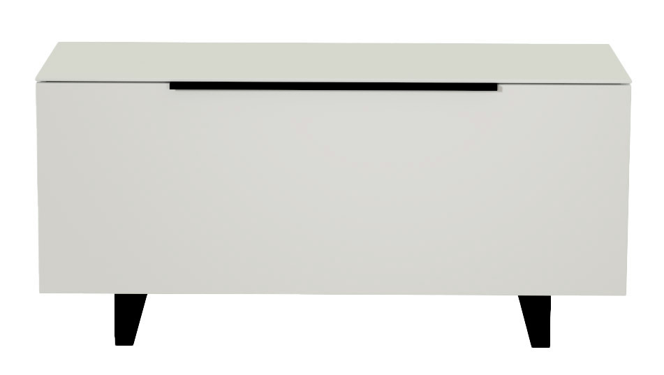 Moderano TV-Lowboard BORMIO Weißes TV-Lowboard mit schwarzen Beinen, frontale Ansicht