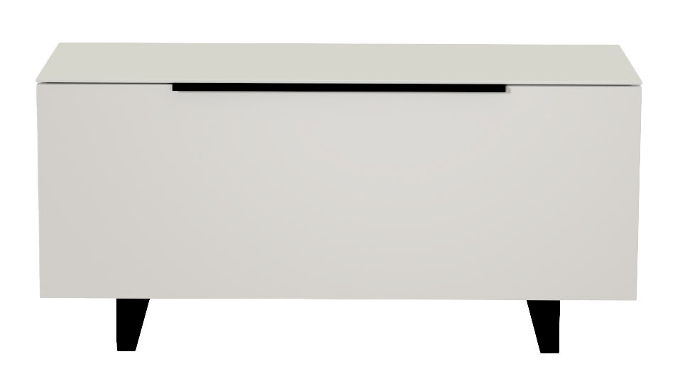 Moderano TV-Lowboard BORMIO Weißes TV-Lowboard mit schwarzen Beinen, frontale Ansicht