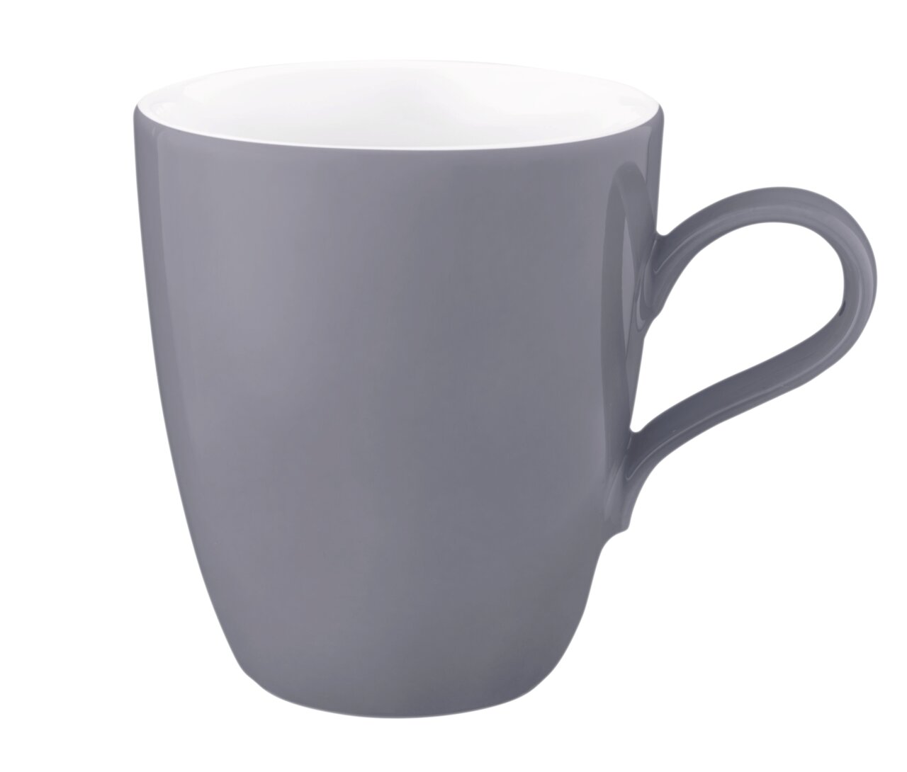 Seltmann Weiden Kaffeebecher Fashion Grauer Becher mit Henkel, 0,40l, seitliche Perspektive