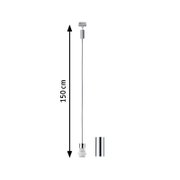 Seitenansicht eines 150 cm langen Basispendels mit silbernem Kabel und Fassung.