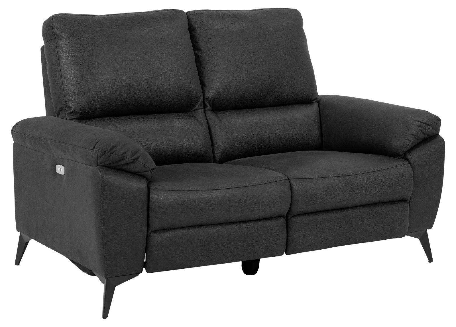 Schwarzes 2-Sitzer-Sofa aus Leder, Vorderansicht