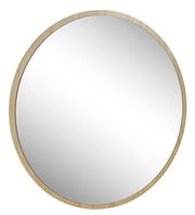 Runder Spiegel mit Holzrahmen, Perspektive von vorne