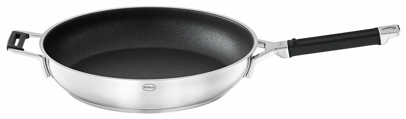 Rösle Bratpfanne 32cm SILENCE PRO Bratpfanne 32cm Silence Pro aus Edelstahl mit Antihaftbeschichtung, seitliche Perspektive