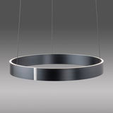 Moderne schwarze Pendelleuchte PURE E-Clipse in Ringform, seitliche Perspektive