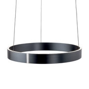 Moderne schwarze Pendelleuchte PURE E-Clipse in Ringform, seitliche Perspektive