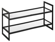 Schuhregal mit 2 Ablagen aus schwarzem Metall, seitliche Perspektive