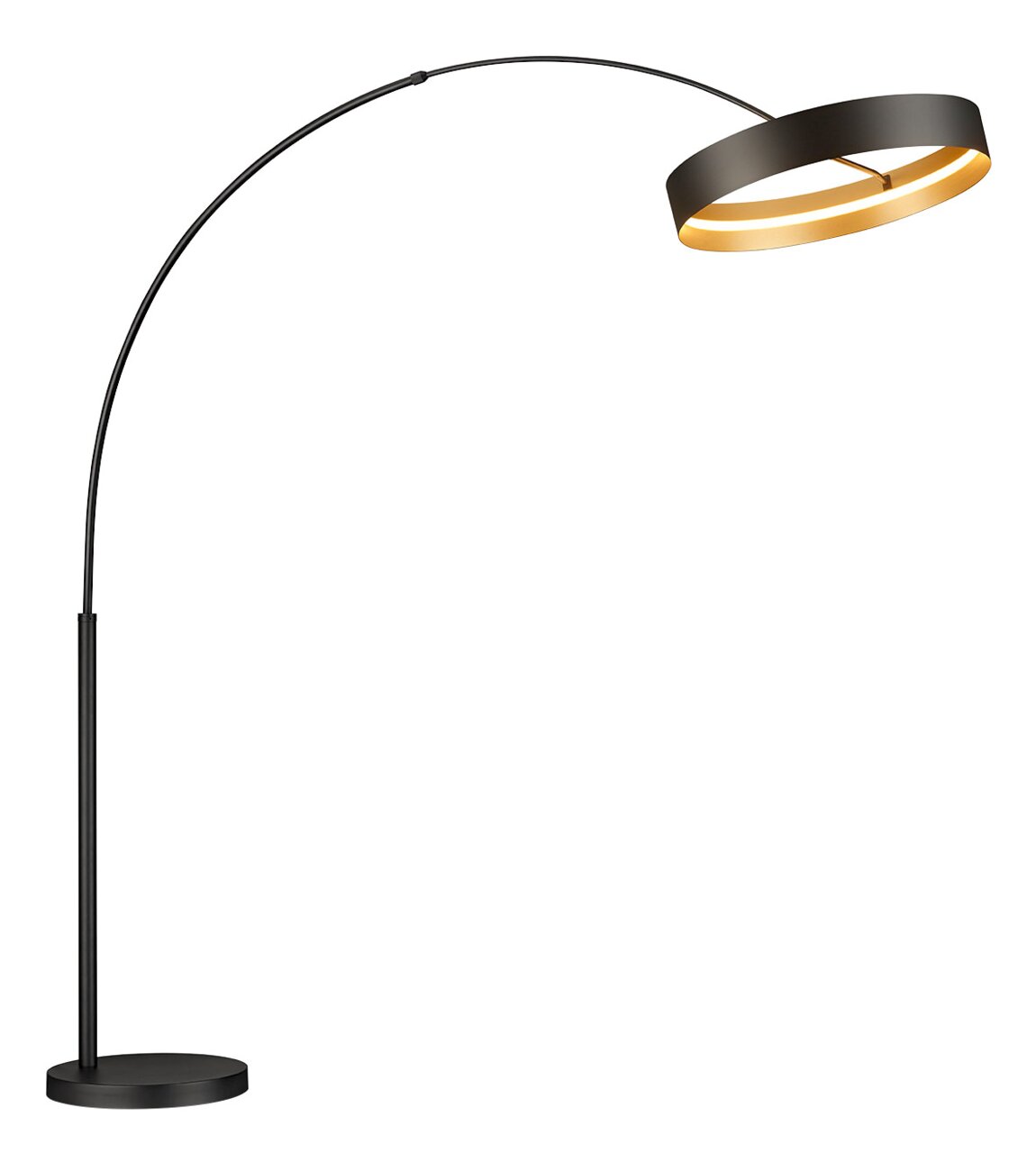 Musterring Staande lamp LOOP Moderne Stehleuchte LOOP mit gebogenem Arm und rundem Lampenschirm, seitliche Perspektive