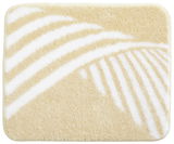 Beige-weißer Badteppich Leandra mit Streifenmuster, Draufsicht