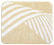 Beige-weißer Badteppich Leandra mit Streifenmuster, Draufsicht