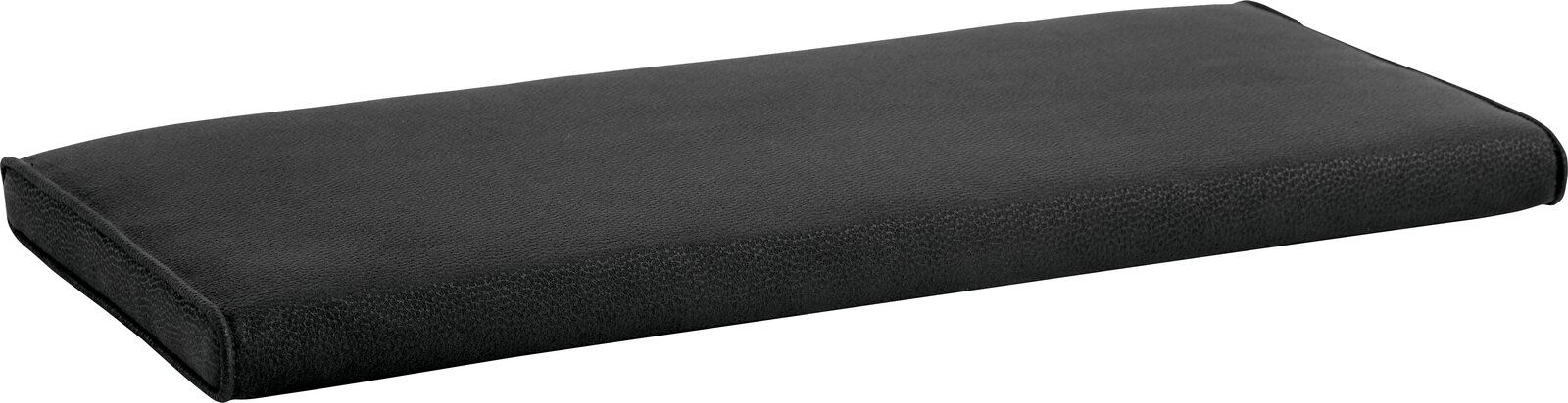 Schwarzes Sitzkissen in rechteckiger Form, seitliche Perspektive
