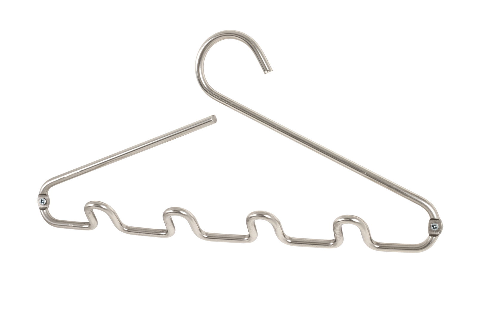 Metall-Garderobenleiste mit wellenförmigem Design, seitliche Perspektive