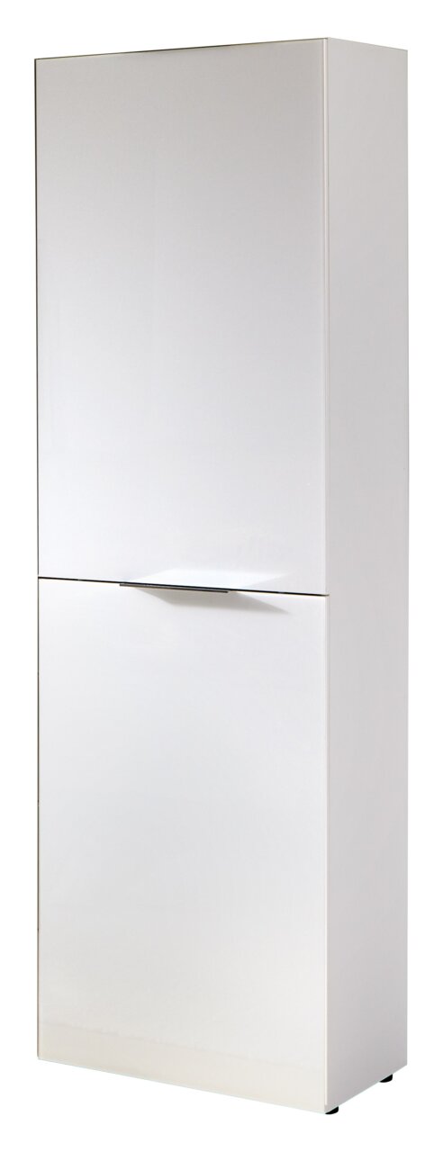 Novel Stauraumschrank 60cm FOCUS Weißer Stauraumschrank mit zwei Türen, frontale Perspektive