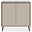 Modernes Sideboard in Beige mit zwei Türen, frontal abgebildet, auf schwarzen Beinen.