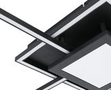 Moderne LED-Deckenleuchte in geometrischem Design, seitliche Perspektive