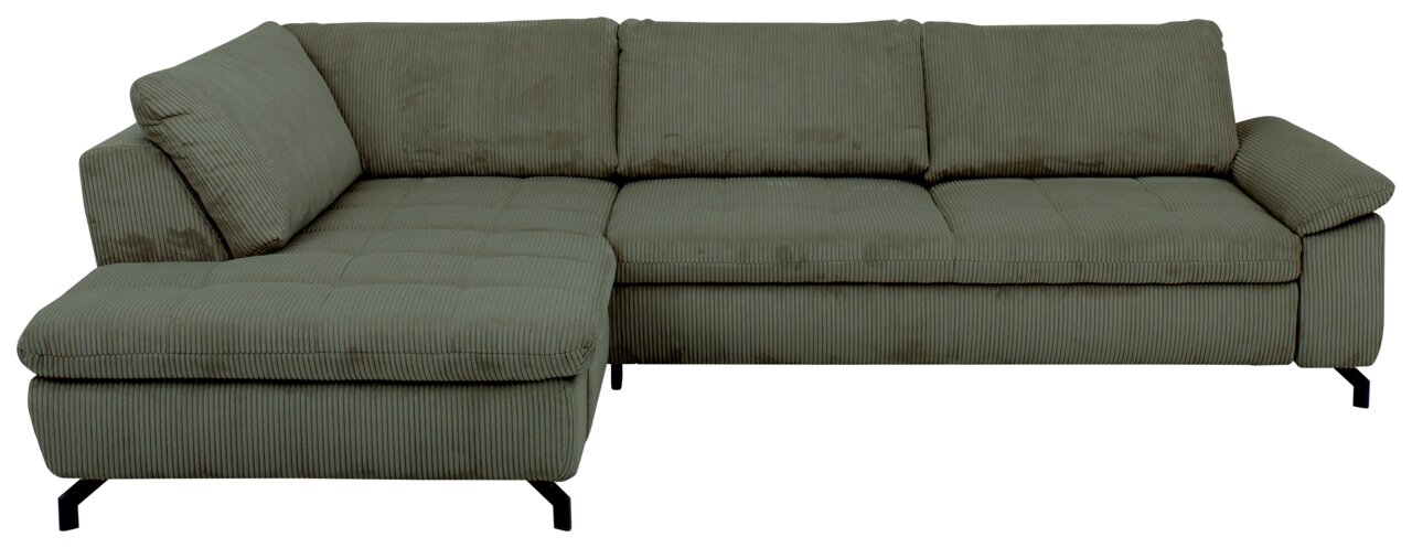 Grüne Polsterrundecke in L-Form, Vorderansicht