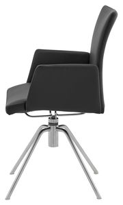 Moderner schwarzer Sessel mit Metallgestell, Seitenansicht