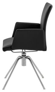 Moderner schwarzer Sessel mit Metallgestell, Seitenansicht