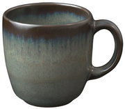 Graue Kaffeetasse Lave 190ml mit Henkel, seitliche Perspektive