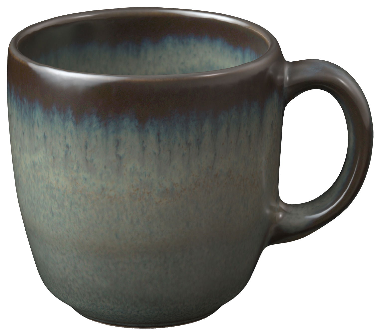 Graue Kaffeetasse Lave 190ml mit Henkel, seitliche Perspektive