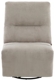 Frontansicht eines beigen Relaxsessels mit geripptem Stoffbezug.