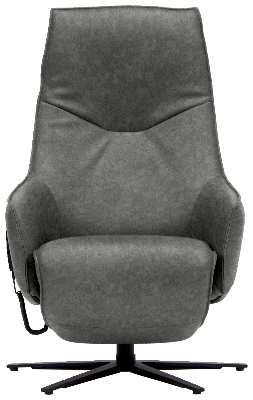 Grauer Relaxsessel mit hoher Rückenlehne und modernem Design, Vorderansicht