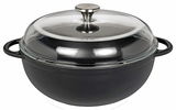 Schwarze Schmorpfanne MARMITE mit Glasdeckel, seitliche Perspektive