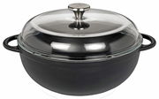Schwarze Schmorpfanne MARMITE mit Glasdeckel, seitliche Perspektive