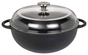 Schwarze Schmorpfanne MARMITE mit Glasdeckel, seitliche Perspektive