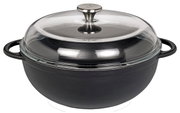 Schwarze Schmorpfanne MARMITE mit Glasdeckel, seitliche Perspektive
