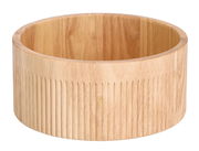 Holzschale mit geriffelter Außenseite, Durchmesser 27 cm, aus seitlicher Perspektive