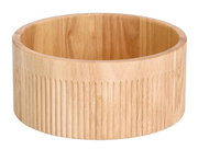 Holzschale mit geriffelter Außenseite, Durchmesser 27 cm, aus seitlicher Perspektive