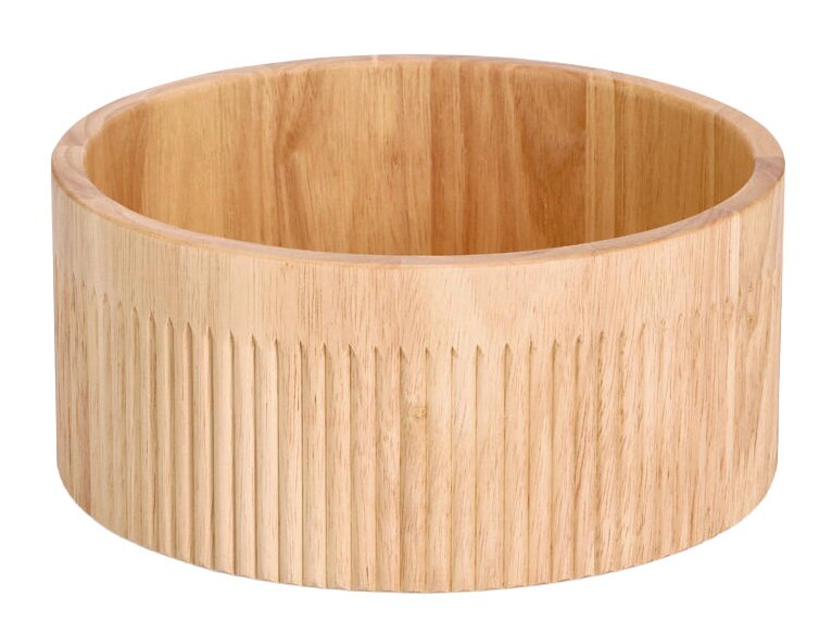 Zeller Present Schale STRIPES Holzschale mit geriffelter Außenseite, Durchmesser 27 cm, aus seitlicher Perspektive