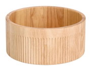 Holzschale mit geriffelter Außenseite, Durchmesser 27 cm, aus seitlicher Perspektive