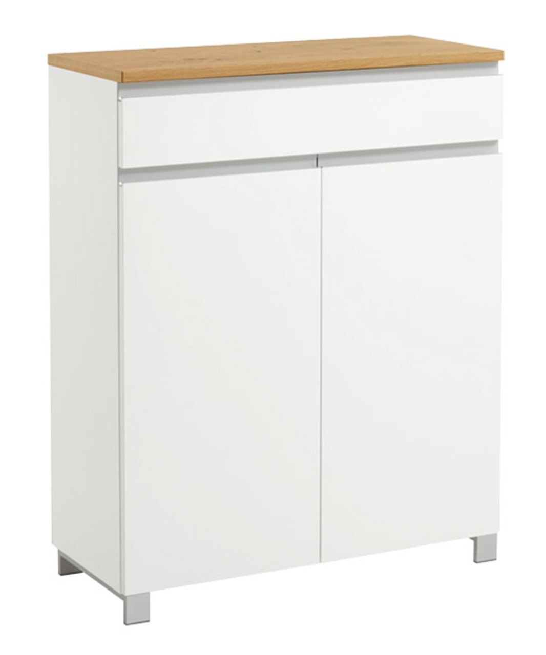 VOSS Schuhschrank SALEA Moderner weißer Schuhschrank mit Holzoberfläche, frontal betrachtet