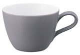 Graue Kaffeetasse mit Henkel, seitliche Perspektive