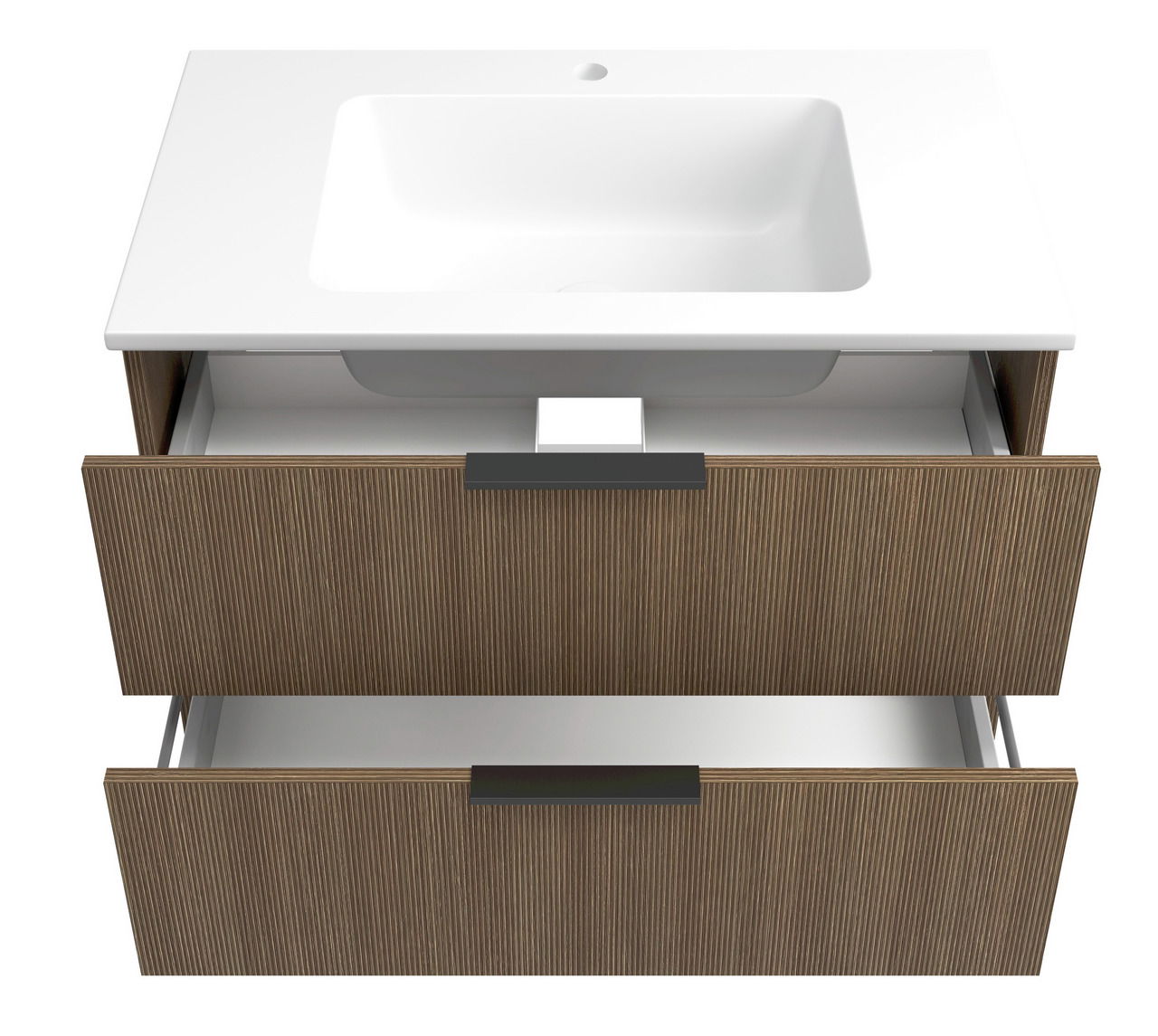 Waschtisch-Set mit zwei offenen Schubladen, Ansicht von oben