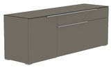 TV-Lowboard in grauer Farbe, seitliche Perspektive