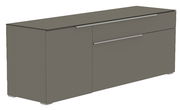TV-Lowboard in grauer Farbe, seitliche Perspektive