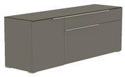 TV-Lowboard in grauer Farbe, seitliche Perspektive