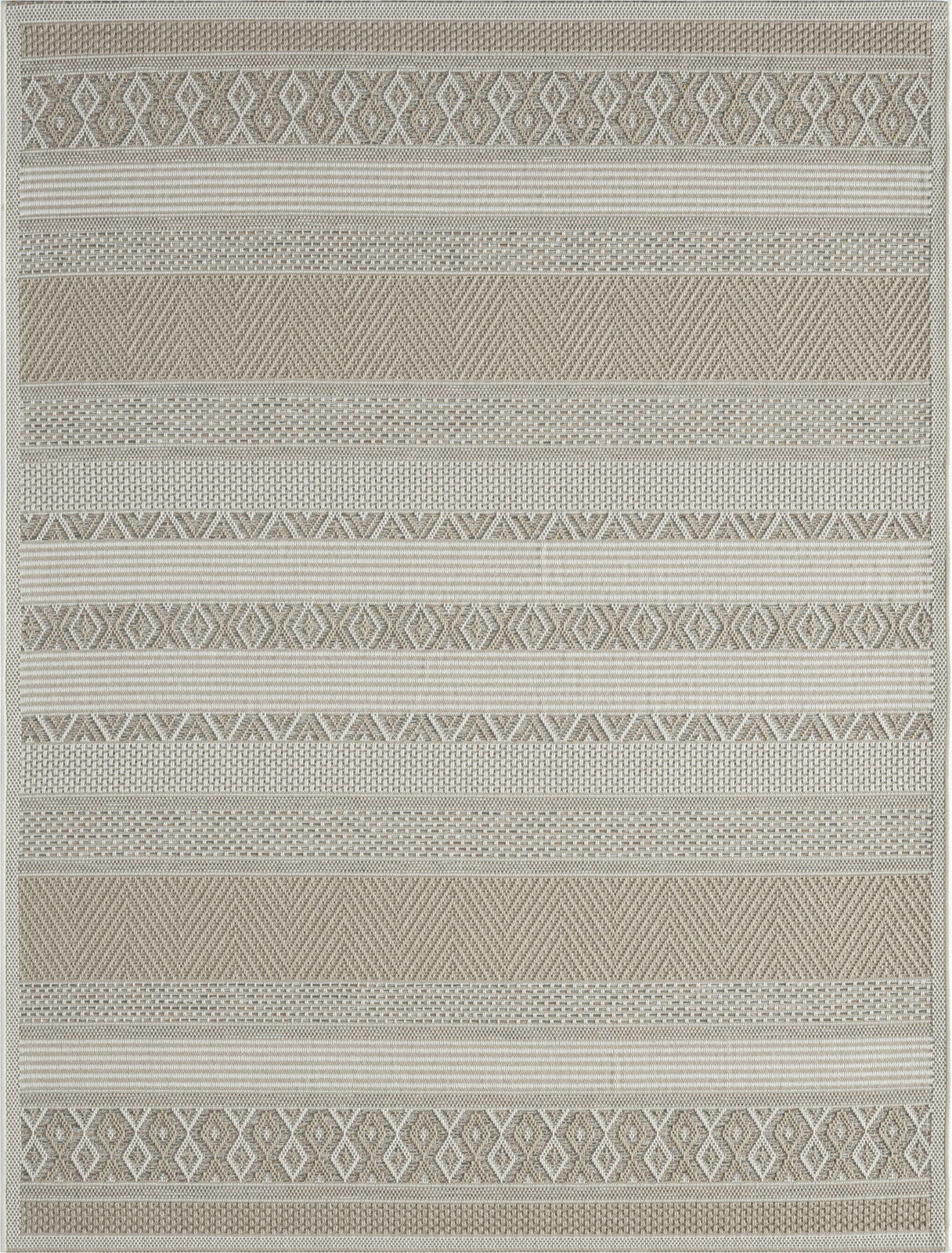 Teppich Ottowa ca. 140x200cm mit geometrischem Muster in Beige- und Grautönen, Draufsicht