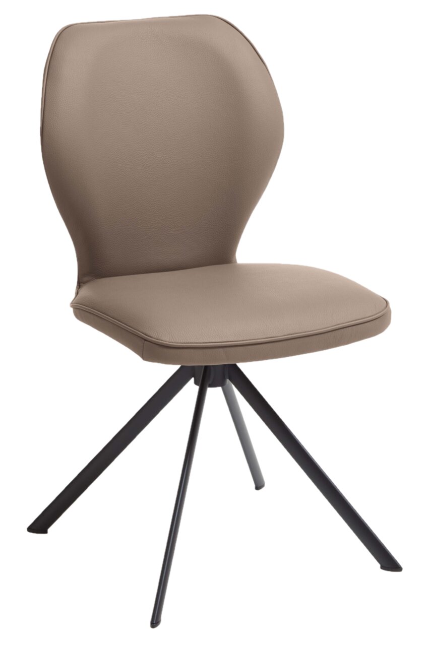 Valdera Stuhl COLORADO-TREND-LINE Moderner Stuhl mit beigem Polster und schwarzem Metallgestell, seitliche Perspektive