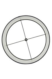 Draufsicht auf einen runden Lampenschirm mit schwarzem Rand und Kreuzstreben.