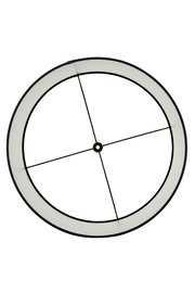 Draufsicht auf einen runden Lampenschirm mit schwarzem Rand und Kreuzstreben.