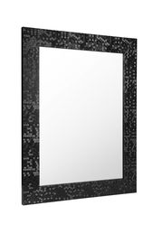 Spiegel mit schwarzem, sechseckigem Mosaikrahmen, seitliche Perspektive